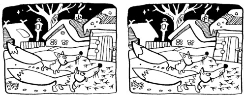 Cartoon: Winter. Fox in rural homestead (medium) by Kestutis tagged kind,child,kids,bauernhof,adventure,children,kinder,lithuania,siaulytis,kestutis,homestead,fox,education,task,winter