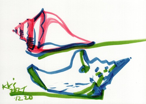 Cartoon: Interaction of energies (medium) by Kestutis tagged sea,shell,energy,form,sketch,art,kunst,kestutis,lithuania
