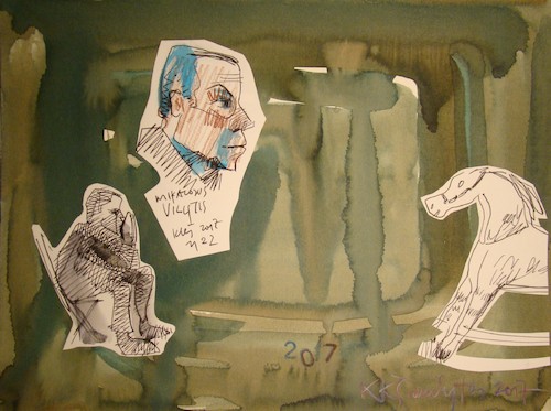 Cartoon: Mikalojus Vilutis (medium) by Kestutis tagged dada,art,kunst,kestutis,lithuania,sketch