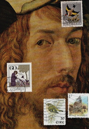 Cartoon: Sermon to Birds and A.Dürer (medium) by Kestutis tagged dürer,albrecht,dada,postcard,kestutis,lithuania,kunst,art