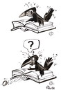 Cartoon: ACCIDENT IN THE LIBRARY (small) by Kestutis tagged textbook,accident,library,book,education,bibliothek,egg,ei,rook,vogel,bird