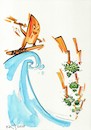Cartoon: Amber energy (small) by Kestutis tagged amber,energy,kestutis,lithuania,anticovid,pandemic,quarantine,baltic,sea