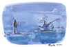 Cartoon: ANGLER AND WATERCOLOR (small) by Kestutis tagged angler kunst art painting watercolor kestutis siaulytis lithuania adventure aquarell