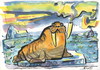 Cartoon: AURORA BOREALIS. NORDLICHT (small) by Kestutis tagged polar,lights,seahorse,seepferdchen,aurora,borealis,nordlicht,geschichte,story,pipe,rohr,cartoon
