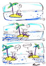 Cartoon: CARTOONIST ON A DESERT ISLAND (small) by Kestutis tagged cartoonist desert island colleagues happening performance