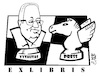 Cartoon: Exlibris for Vytauts Zeimantas (small) by Kestutis tagged exlibris,journalist,chess,kestutis,lithuania,book,newspaper,art,kunst