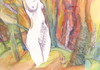Cartoon: Figure among trees (small) by Kestutis tagged dada,vatercolor,figure,tree,kestutis,lithuania