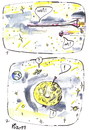 Cartoon: LANDING ON THE MOON (small) by Kestutis tagged space,universe,cosmos,moon,earth,spaceships,stars,conquest,apple