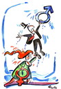 Cartoon: MAN AND WOMAN (small) by Kestutis tagged man,woman,mars,venus,sign,icon,symbol