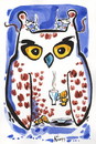 Cartoon: NIGHT OWL - COFFEE OWL (small) by Kestutis tagged peace frieden coffee eule owl maus night happy new year