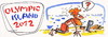 Cartoon: OLYMPIC ISLAND. Rowing eight (small) by Kestutis tagged olympic island rowing eight london 2012 paddle sun summer sport comic strip ocean palm kestutis siaulytis lithuania skull pirate sword dirk dagger