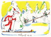Cartoon: Alpine skiing. Skier adventures (small) by Kestutis tagged dwarf skier adventures skiing winter sports olympic sochi 2014 mountain kestutis lithuania