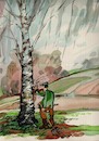 Cartoon: Spring. Birch sap (small) by Kestutis tagged spring kestutis lithuania