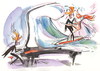 Cartoon: TANGO (small) by Kestutis tagged tango music tide man woman gezeiten piano klavier kestutis siaulytis lithuania tanzen dance