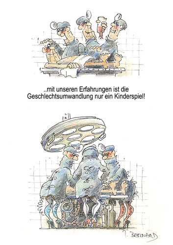 Cartoon: ohne Titel (medium) by jiribernard tagged op,ärzteteam,operation,geschlechttsumwandlung,entscheidung,wunsch,servis,teamarbeit,ärzte,eingriff,vorbereitung,vergewisserung,sicherheit,verlass,zuverlässigkeit,fachleute,op,operation,geschlechttsumwandlung,entscheidung,wunsch,servis,teamarbeit,ärzte,eingriff