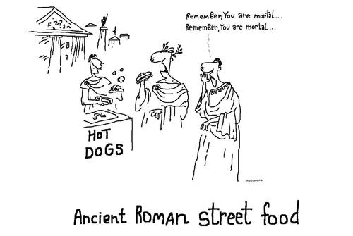 Cartoon: food and stuff (medium) by ouzounian tagged streetfood,nutrition,ancientrome