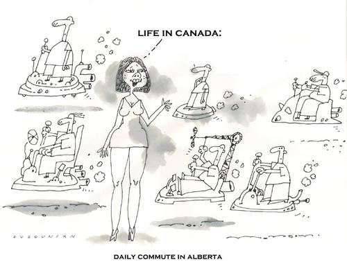 Cartoon: life in canada (medium) by ouzounian tagged commute,canada,cars