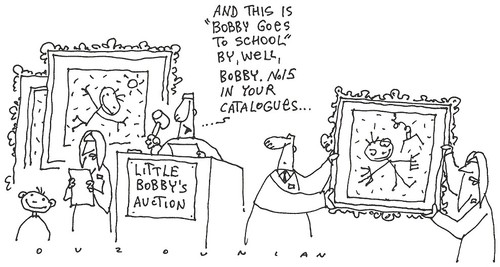 Cartoon: auctions and stuff (medium) by ouzounian tagged kids,painting,art,auction