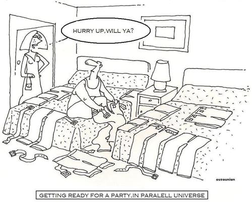 Cartoon: paralell universe and stuff (medium) by ouzounian tagged marriage,relationship,women,men