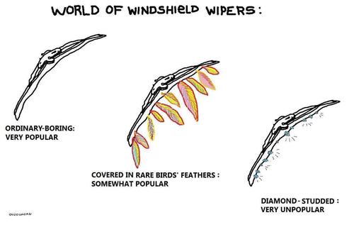 Cartoon: windshield wipers and stuff (medium) by ouzounian tagged automotive,windshield,wipers,variety