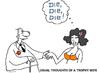Cartoon: trophy wives and stuff (small) by ouzounian tagged young,wife,trophy,inheritance,money,death,will
