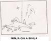 Cartoon: rest and recreation (small) by ouzounian tagged ninjas,drinking,drunks,relaxation