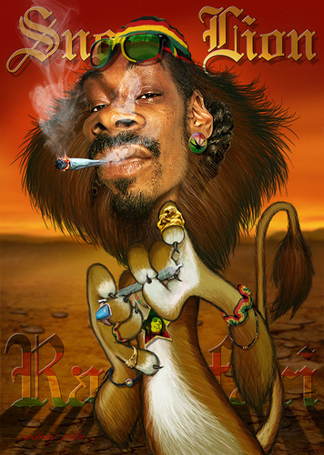 Cartoon: Snoop Lion (medium) by RodneyPike tagged rodney,pike,free,high,resolution,image,illustration,photo,photoshop,manipulation,rwpike,chop,crazy,funny,dramatic,surreal,scary,caricature,dark,painting,enhanced,exaggerated,creepy,celebrity,spoof,snoop,dogg,lion,jamaica,reggae,rastafari,rasta