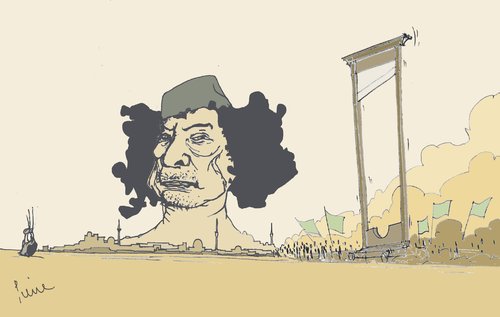 Cartoon: Marsch auf Tripolis (medium) by Pierre tagged lybien,gaddafi,nato,bomen,tripolis,jasminrevolution,volksaufstand
