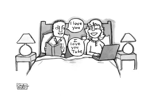 Cartoon: Ah...love! (medium) by a zillion dollars comics tagged love,relationships,bed,technology,internet,video,web