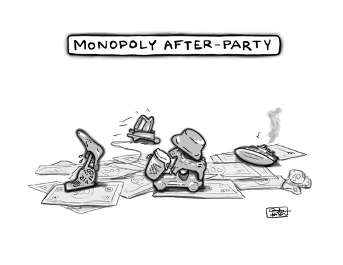 Cartoon: Monopoly After-Party (medium) by a zillion dollars comics tagged leisure,party,monopoly,play,kids,games,fun,partying