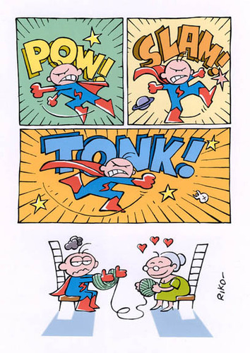 Cartoon: TRENTENNI MAMMONI (medium) by Riko cartoons tagged riko,cartoon,thirty,years,mom,superhero