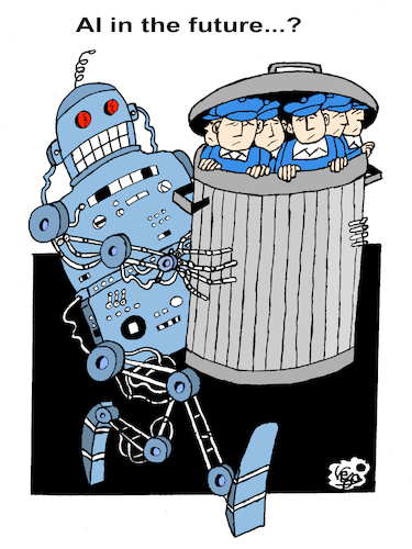 Cartoon: AI in the future...? (medium) by Vejo tagged ai,jobs,science,technology,research,learning,ecucation,computer,digital