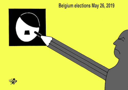 Cartoon: Belgium elections (medium) by Vejo tagged elections,belgium,black,sunday,racism