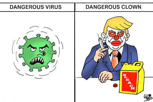 Cartoon: Covid 19 and Trump (medium) by Vejo tagged trump,covid19,corona,virus,mad,president,usa