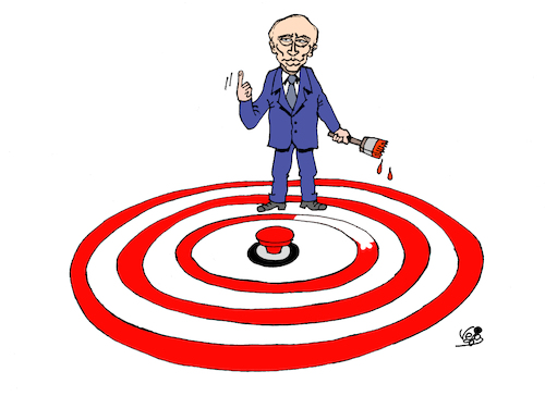 Cartoon: WAR (medium) by Vejo tagged putin,red,lines,war,threats,warcrimes,madness,ukraine