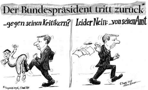 Cartoon: Köhler tritt zurück (medium) by Alan tagged koehler,köhler,bundespräsident,zurücktreten,treten,kritiker,kick,amt