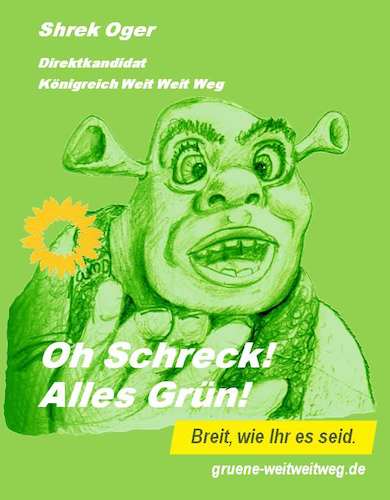 Cartoon: OhSchrekGrün (medium) by Alan tagged grünen,plakate,grün,schreck,shreck,oger,breit,direktkandidat,wahlplakat,wahlwerbung,bundestagswahl,weitweitweg