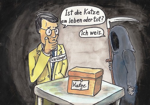 Cartoon: Schödingers Katze (medium) by Alan tagged schödinger,katze,tod,sensenmann
