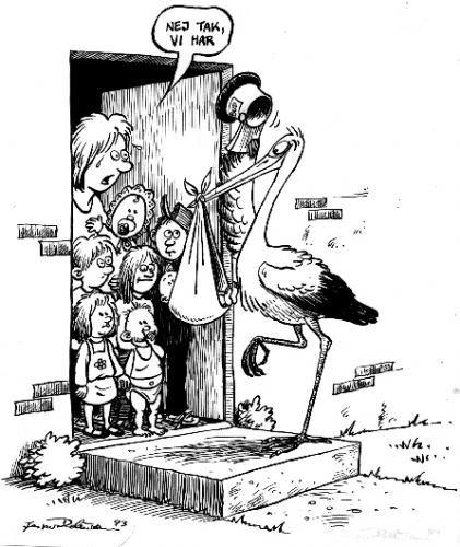 Cartoon: The stork comes with the babies (medium) by deleuran tagged kids,children,mothers,storks,population,,the
