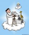 Cartoon: The creator. (small) by deleuran tagged god,animals,creation,heaven,angel,
