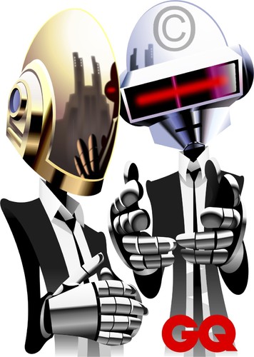 Cartoon: Daft Punk (medium) by spot_on_george tagged daft,punk,caricature,gq,illustration