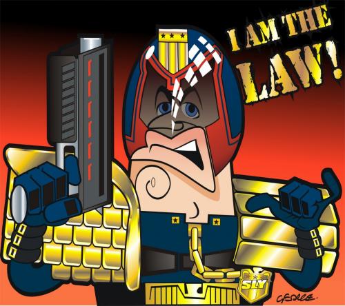 Cartoon: Judge Dredd (medium) by spot_on_george tagged judge,dredd,stlvester,stallone,caricature