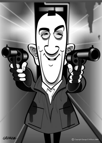 Cartoon: Taxi Driver (medium) by spot_on_george tagged robert,deniro,taxi,driver,caricature