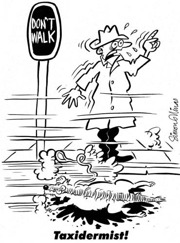 Cartoon: Taxidermist! (medium) by simonelli tagged taxidermist,taxi,cartoon,joke,gag,dog
