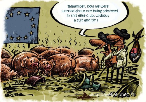 Cartoon: The European Union (medium) by toon tagged greece,italy,spain,financial,crisis