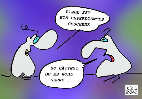 Cartoon: ... ob das was wird? (medium) by BoDoW tagged liebe,paar,beziehung,kommunikation,unverdient,selbstlos,wunsch,wunschdenken,geschenk,kostenlos,freigiebig