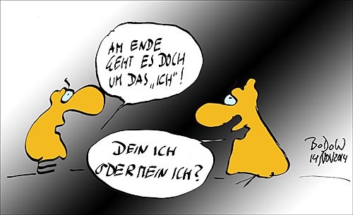 Cartoon: Die Schlüsselfrage !!! (medium) by BoDoW tagged ego,modern,egomanie,ich