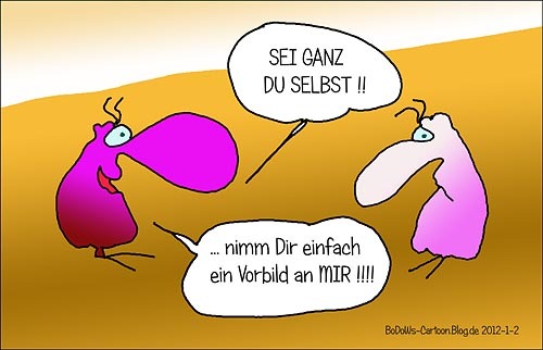 Cartoon: Rat-Schlag (medium) by BoDoW tagged schlag,rat,ratschlag,dominanz,paar,beziehung,veränderung,vorbild,identität,selbst,du,ganz,sei