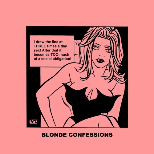 Cartoon: Blonde Confessions - Obligation! (medium) by Age Morris tagged drawtheline,socialobligation,daily,three,victorzilverberg,atomstyle,blondeconfessions,agemorris,aboutloveandlife,dumbblonde,hotbabe,boobs,tags