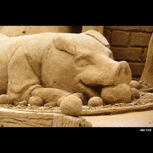 Cartoon: MH - Pig Surprise (medium) by MoArt Rotterdam tagged zuidlimburg,sandsculpture,sand,zandsculptuur,zandsculpturenfestival2010,kasteelhoensbroek,hoensbroek,zandsculpturenhoensbroek,varken,pig,pigsurprise,vleesverrassing